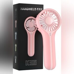 Portable Handheld Fan-Pink USB Rechargeable With Base For Desk